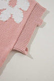 Pearl Trim Round Neck Short Sleeve Sweater - Trendsi - Flyclothing LLC