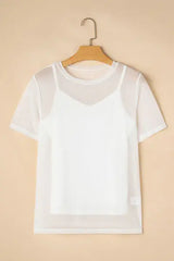 V-Neck Cami and Round Neck Short Sleeve Cover Up Set - Trendsi - Flyclothing LLC