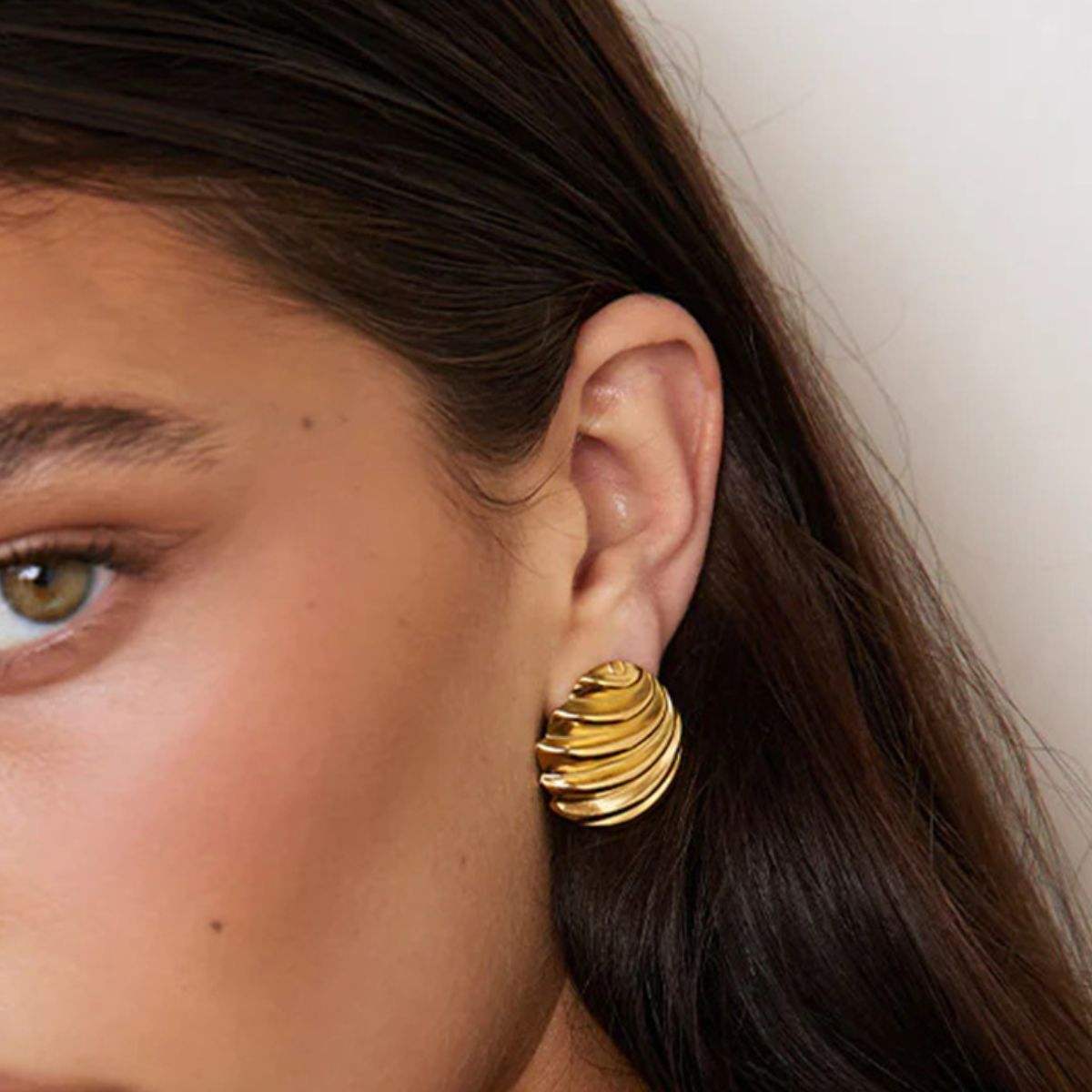 Stainless Steel Shell Shape Stud Earrings - Trendsi - Flyclothing LLC