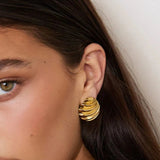 Stainless Steel Shell Shape Stud Earrings - Trendsi