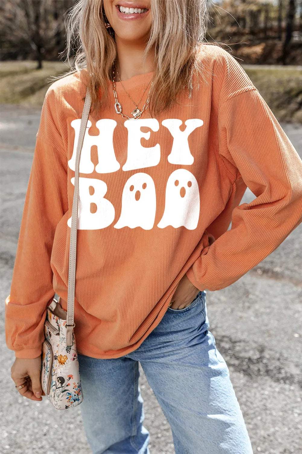 Letter Graphic Round Neck Long Sleeve Sweatshirt - Trendsi - Flyclothing LLC