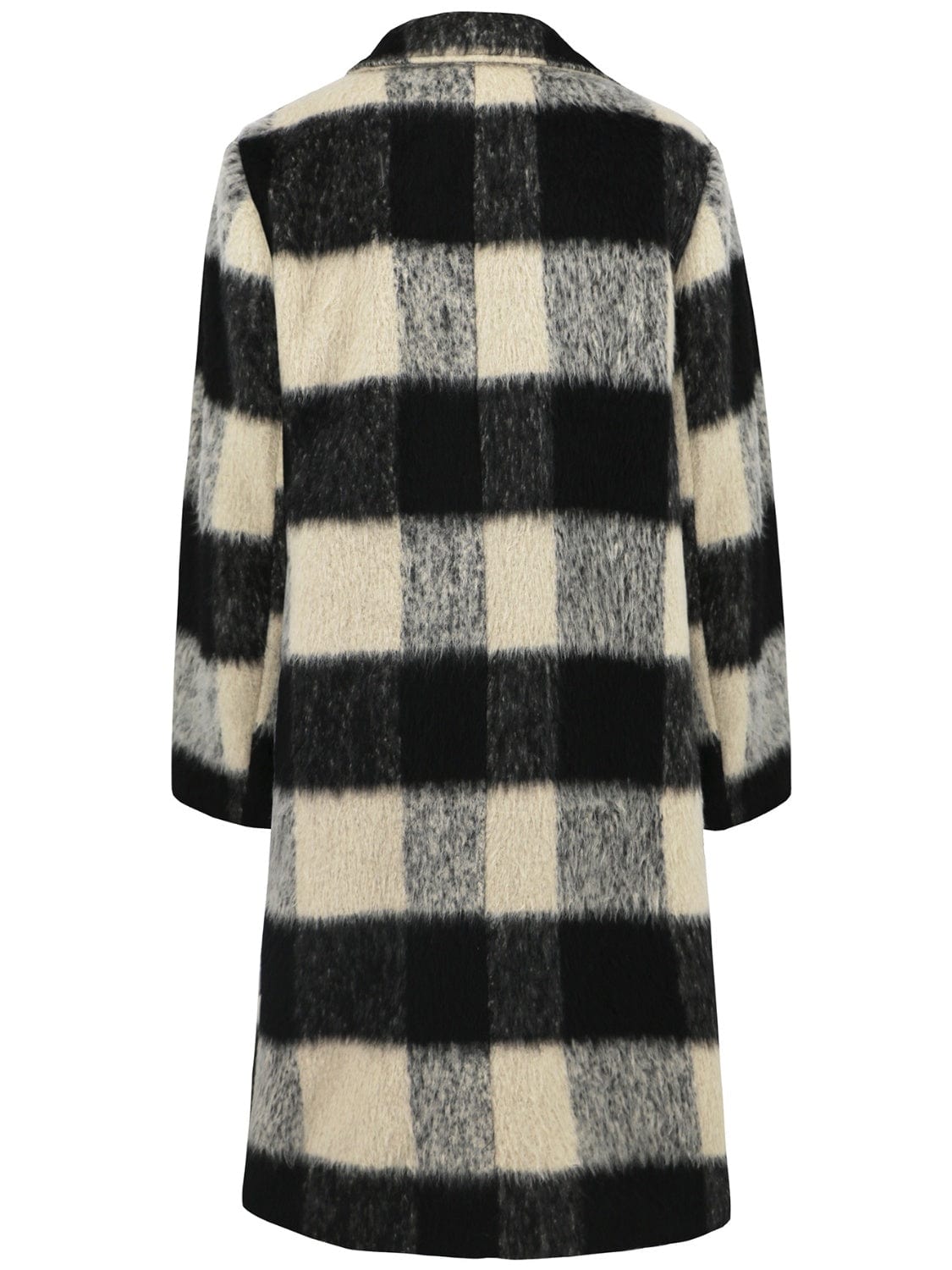 Plaid Double-Breasted Long Sleeve Coat - Trendsi