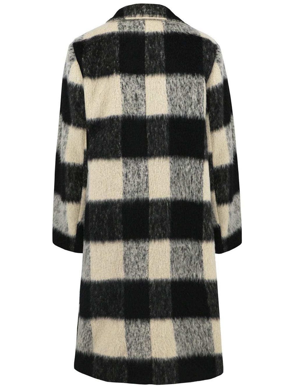 Plaid Double-Breasted Long Sleeve Coat - Trendsi - Flyclothing LLC