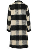 Plaid Double-Breasted Long Sleeve Coat - Trendsi - Flyclothing LLC