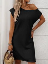 One Shoulder Mini Sweater Dress - Trendsi - Flyclothing LLC