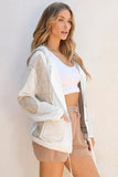 Drawstring Color Block Long Sleeve Jacket - Trendsi