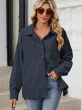 Button Up Dropped Shoulder Long Sleeve Outerwear - Trendsi - Flyclothing LLC