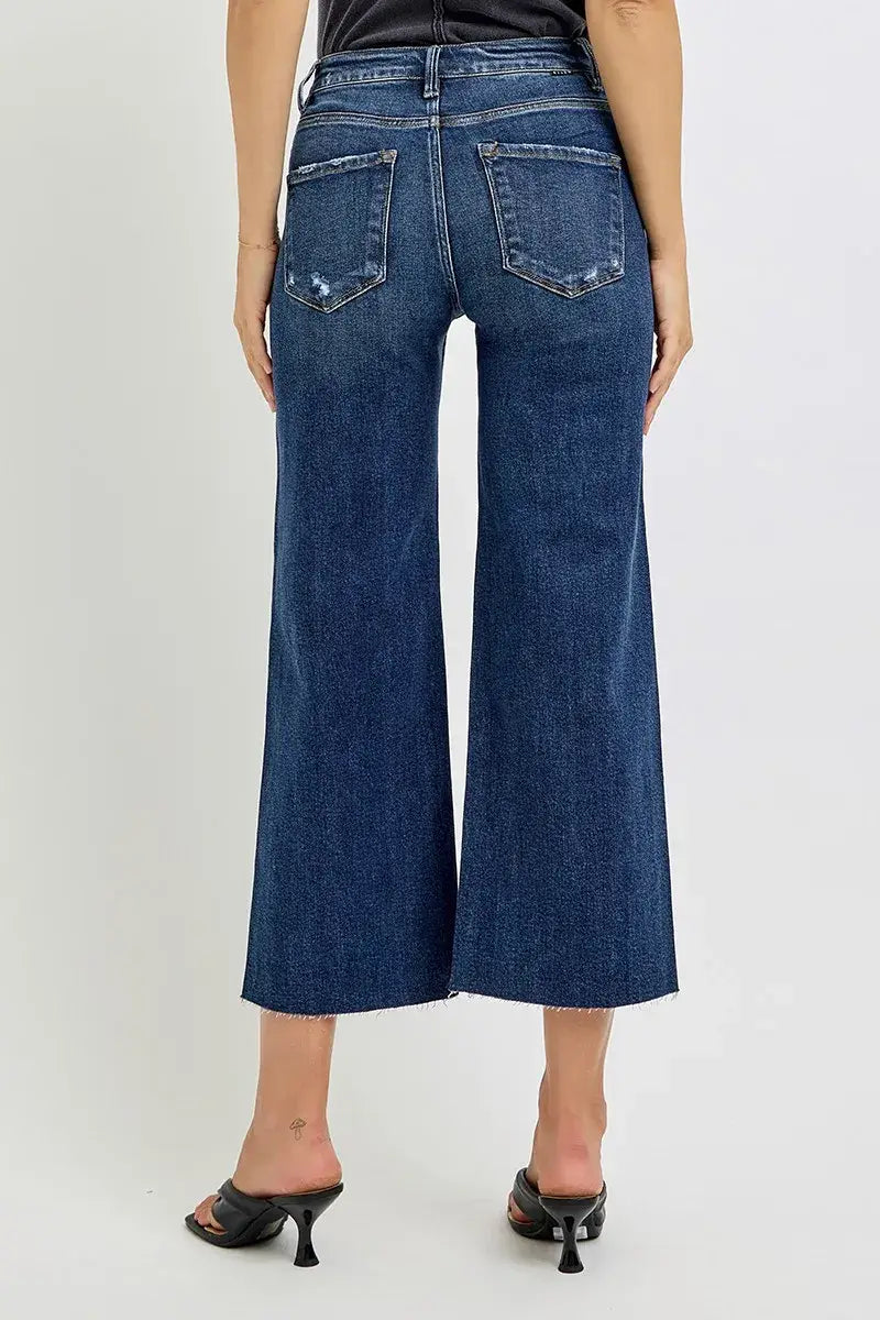 RISEN Full Size High Rise Crop Wide Button Up Jeans Plus Size - Trendsi - Flyclothing LLC