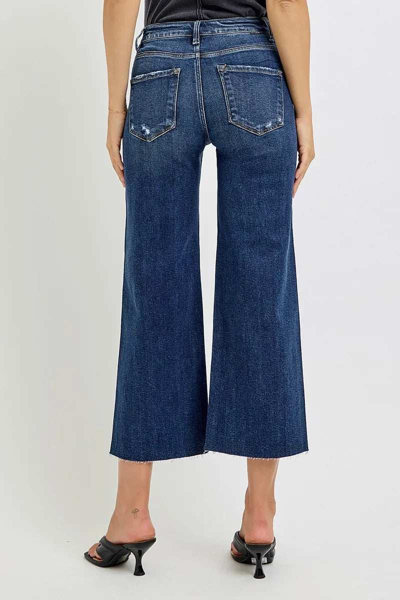 RISEN Full Size High Rise Crop Wide Button Up Jeans Plus Size - Trendsi - Flyclothing LLC