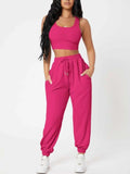 Wide Strap Top and Drawstring Joggers Set - Trendsi - Flyclothing LLC