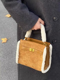 Sherpa Trim Suede Crossbody Bag - Trendsi - Flyclothing LLC