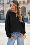 Lace Detail Round Neck Lantern Sleeve Top - Trendsi - Flyclothing LLC