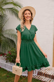 Swiss Dot Cap Sleeve Dress - Trendsi - Flyclothing LLC