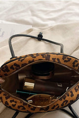Leopard Suede Medium Shoulder Bag - Trendsi - Flyclothing LLC