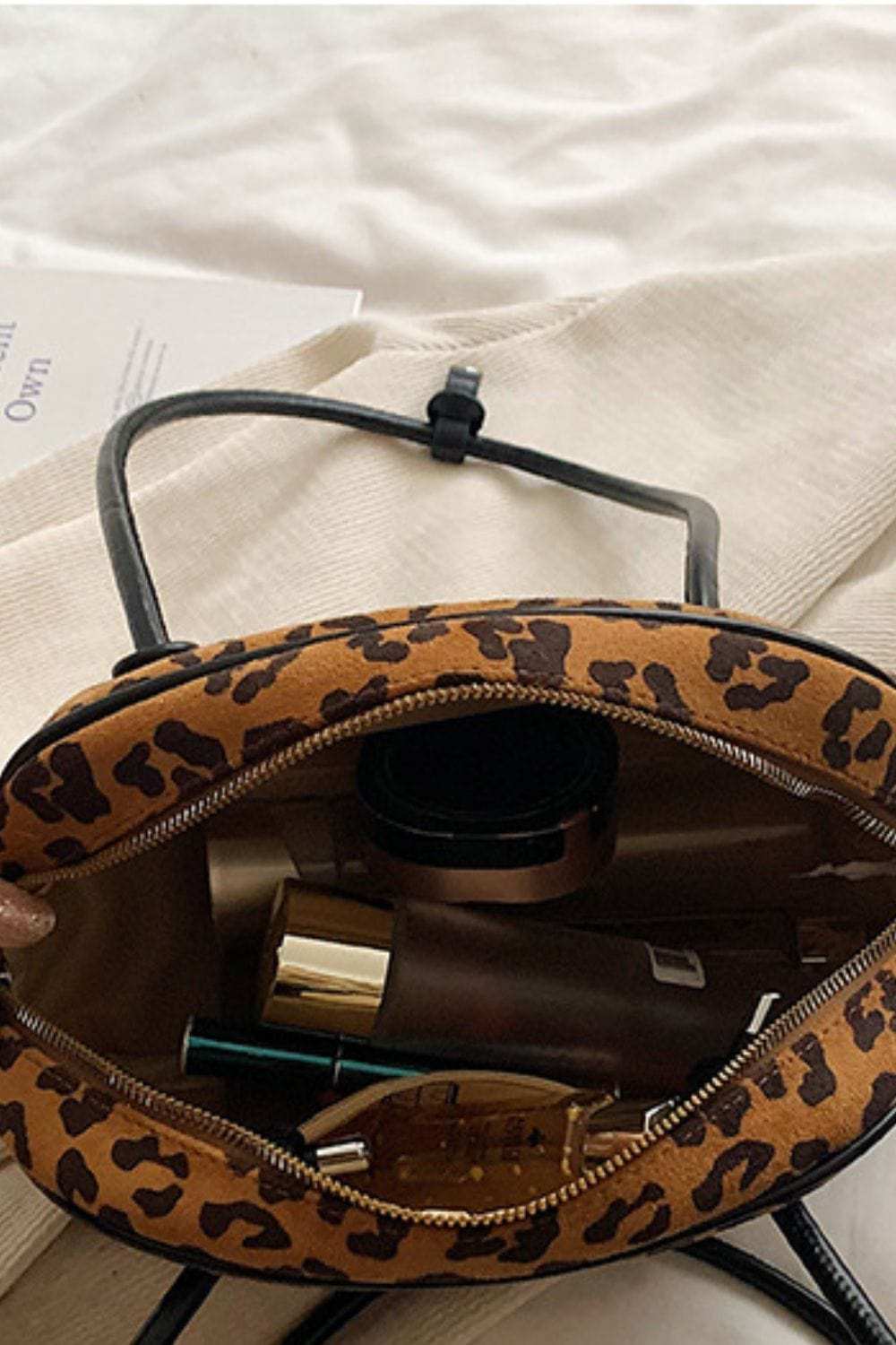 Leopard Suede Medium Shoulder Bag - Trendsi - Flyclothing LLC
