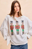 BiBi Christmas Sequin Nutcrackers Embroidery Sweatshirt - Trendsi - Flyclothing LLC