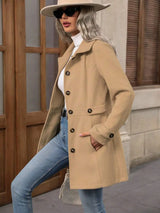 Button Up Long Sleeve Coat - Trendsi - Flyclothing LLC