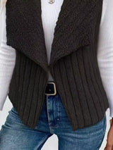 Cozy Fleece Open Front Vest Coat - Trendsi - Flyclothing LLC