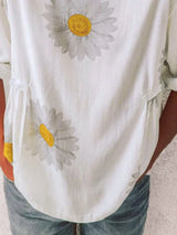 Full Size Flower Round Neck Half Sleeve T-Shirt Plus Size - Trendsi - Flyclothing LLC