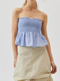 Smocked Peplum Tube Top - Trendsi