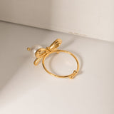 Stainless Steel Pearl Bow Ring - Trendsi