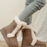 Lace-Up Winter Boots - Trendsi - Flyclothing LLC