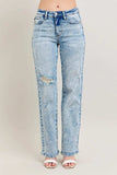Judy Blue Full Size Hw Mineral Wash Destroy 90's Straight Jeans Plus Size - Trendsi - Flyclothing LLC