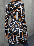 Geometric Surplice Long Sleeve T-Shirt - Trendsi