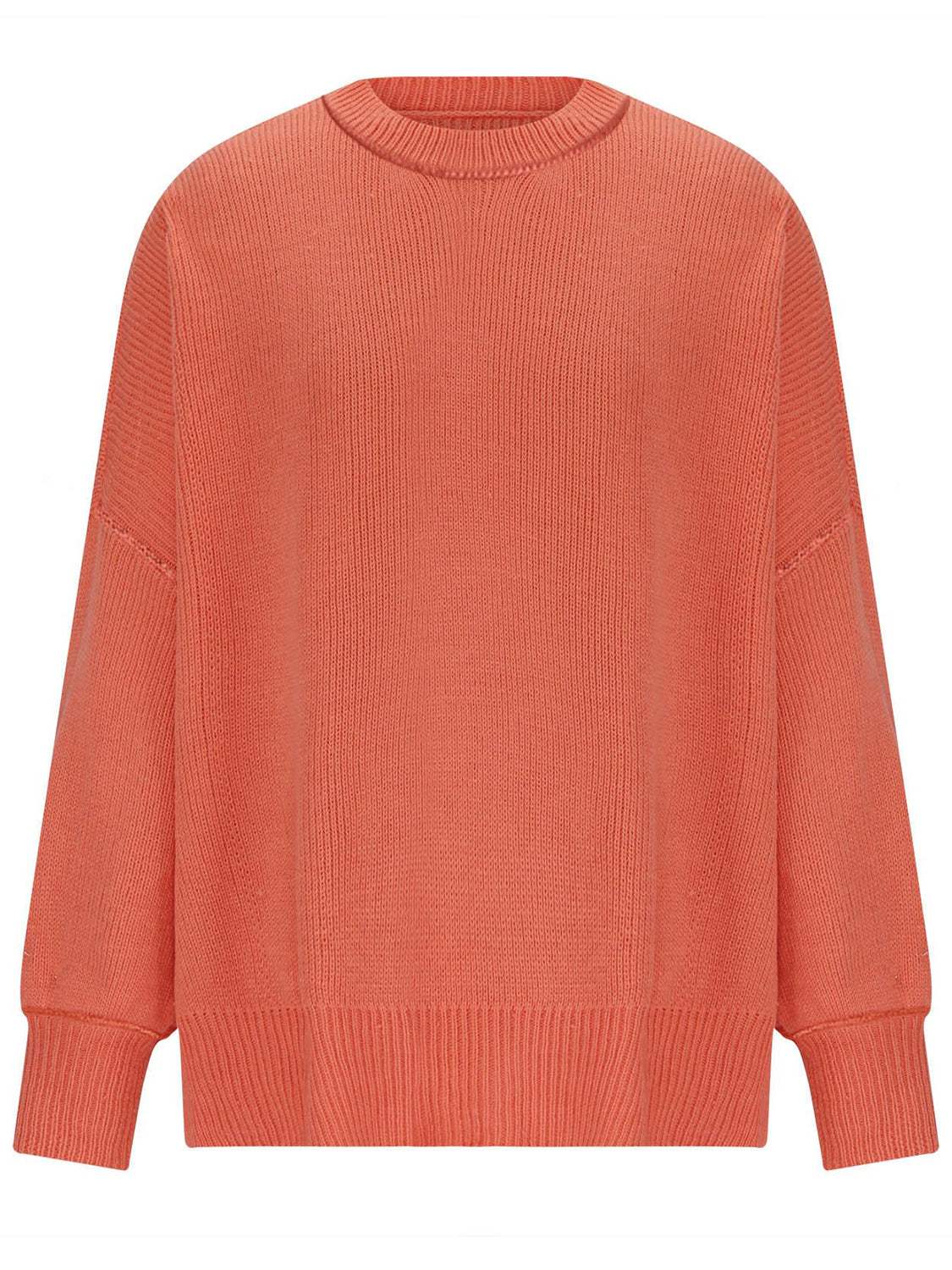 Round Neck Long Sleeve Sweater - Trendsi - Flyclothing LLC