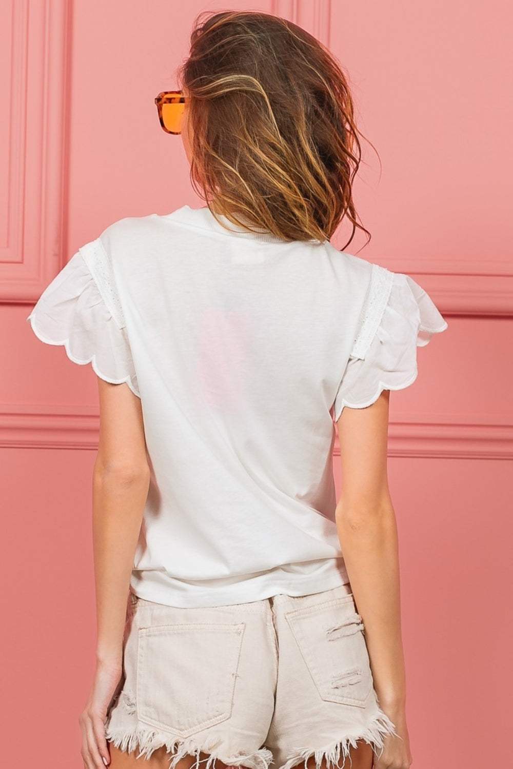 BiBi Scallop Edged Lace Trim Top - Trendsi - Flyclothing LLC