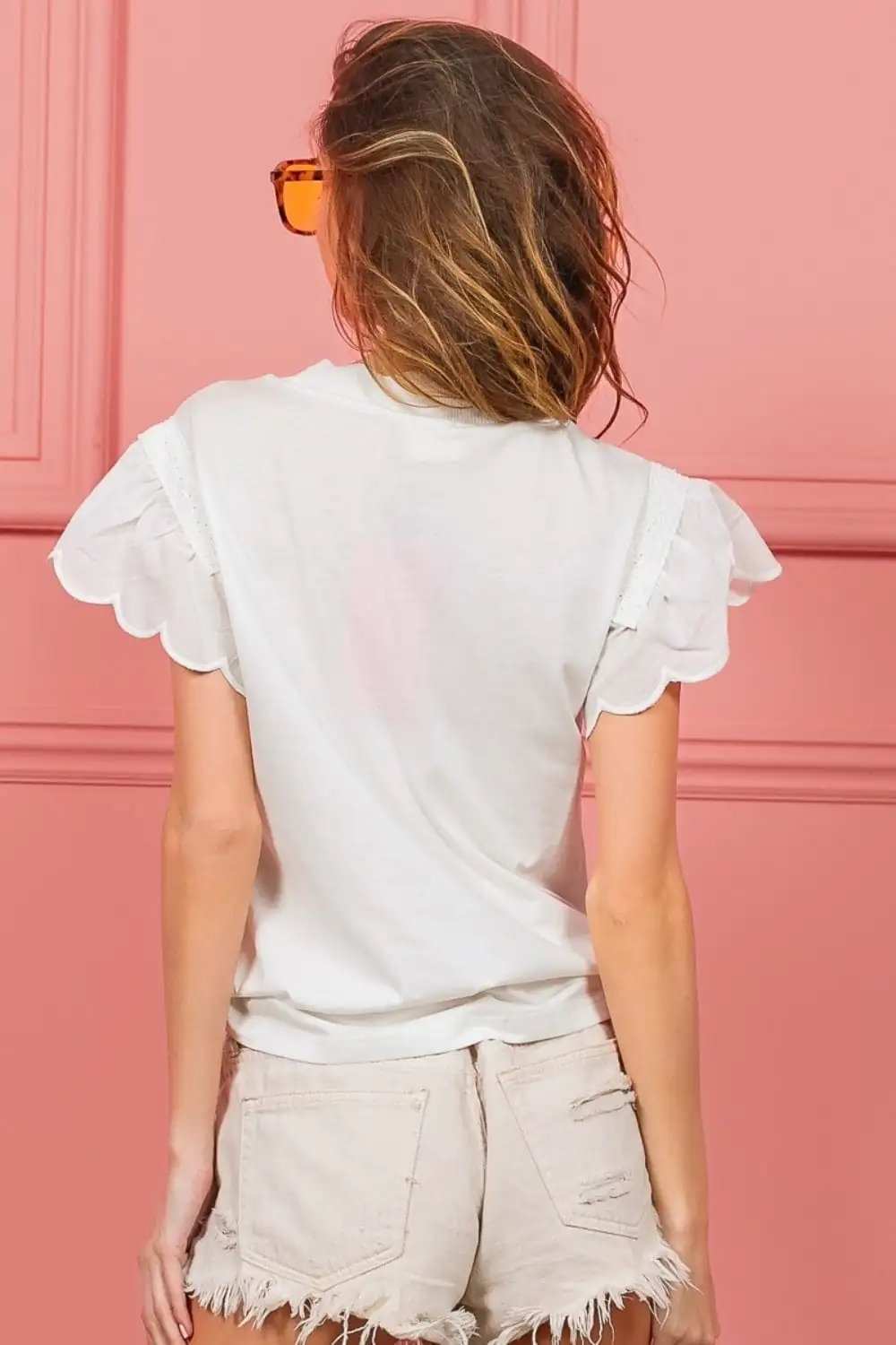 BiBi Scallop Edged Lace Trim Top - Trendsi - Flyclothing LLC