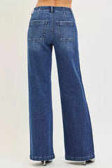 RISEN High Rise Wide Leg Slanted Pocket Jeans - Trendsi - Flyclothing LLC