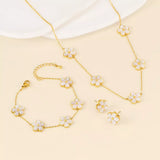 18K Gold-Plated Flower Jewelry Set - Trendsi - Flyclothing LLC