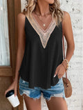 Eyelet V-Neck Wide Strap Tank - Trendsi