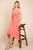 Culture Code Ruffle Detail Surplice Wrap Slip Dress - Trendsi - Flyclothing LLC