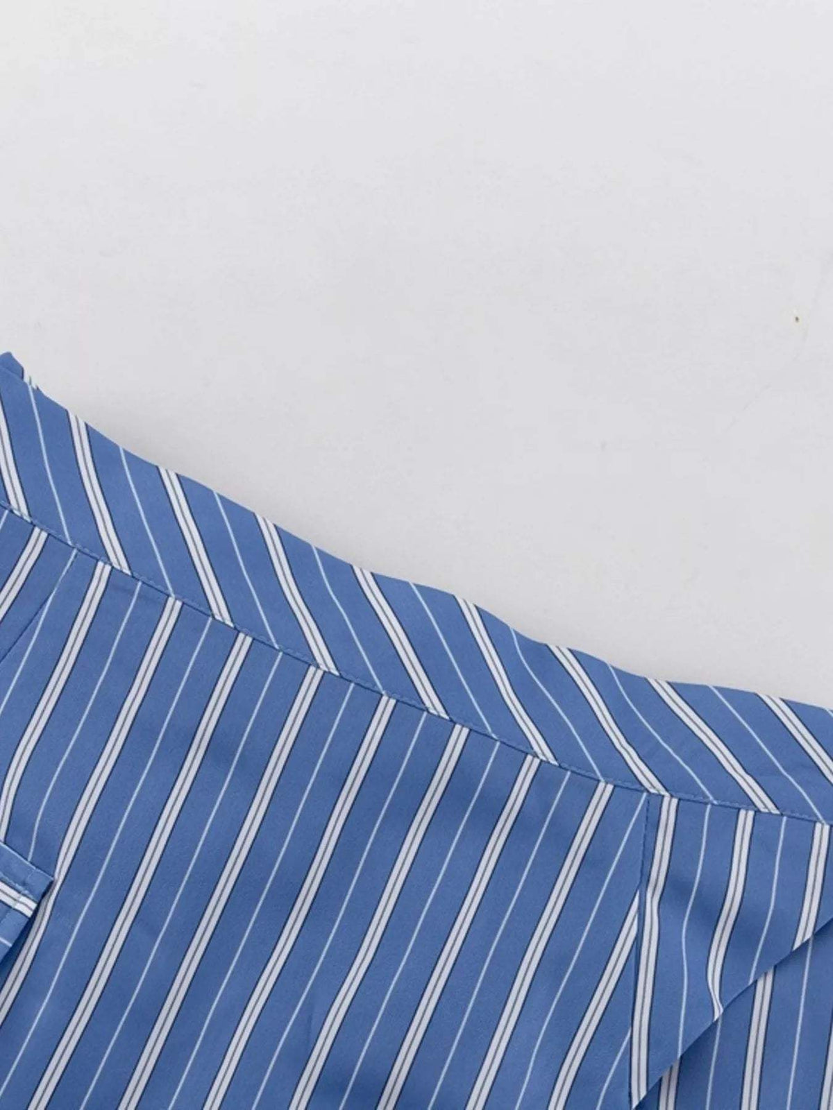 Striped Shirt and Asymmetrical Mini Skirt Set - Trendsi - Flyclothing LLC