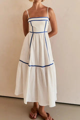 Contrast Trim Square Neck Midi Cami Dress - Trendsi - Flyclothing LLC