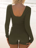 Scoop Neck Long Sleeve Top and Shorts Set - Trendsi - Flyclothing LLC