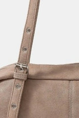Fame Multi Grommet Belt Strap Rustic Rectangular Hand Bag - Trendsi - Flyclothing LLC