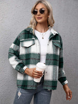 Ivy Lane Plaid Long Sleeve Shirt Jacket - Trendsi - Flyclothing LLC
