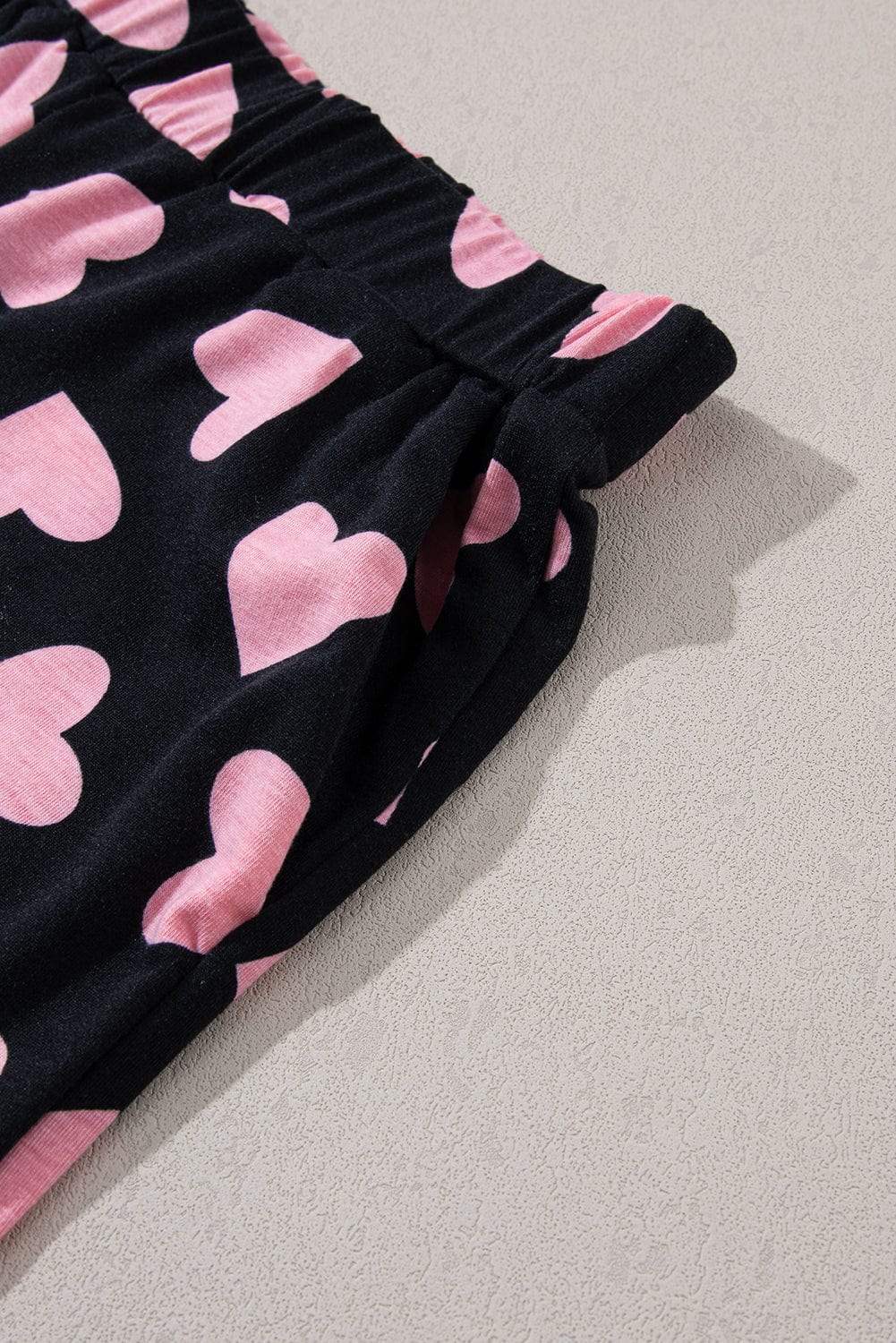 Heart Print Long Sleeve Top and Shorts Lounge Set - Trendsi - Flyclothing LLC