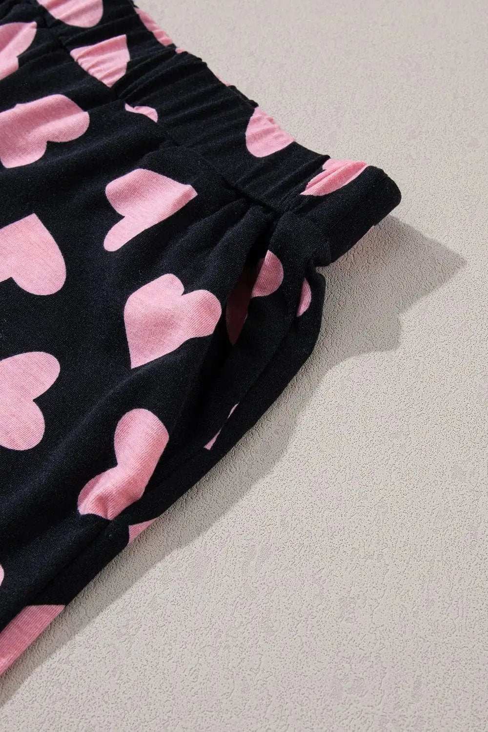 Heart Print Long Sleeve Top and Shorts Lounge Set - Trendsi - Flyclothing LLC