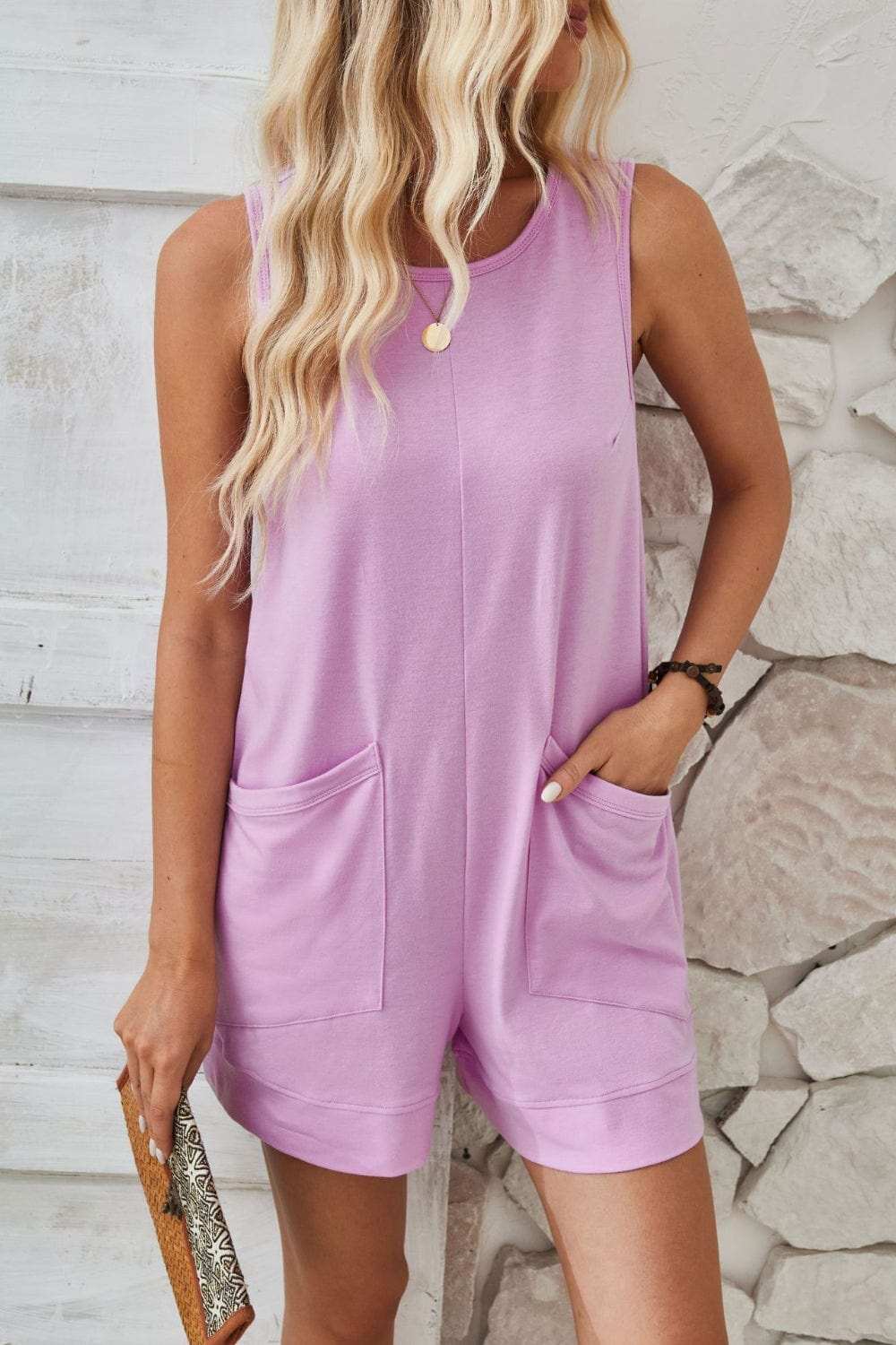 Lovelet Round Neck Sleeveless Romper - Trendsi - Flyclothing LLC