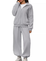 Zip-Up Long Sleeve Top and Pants Set - Trendsi - Flyclothing LLC