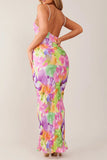Backless Printed Maxi Cami Dress - Trendsi