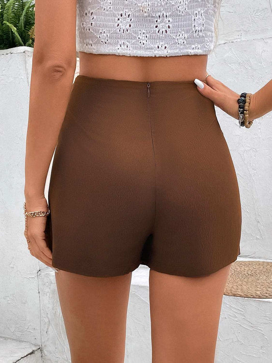 Pocketed High Waist Shorts - Trendsi - Flyclothing LLC