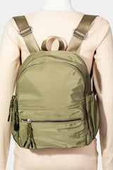 Fame Adjustable Strap Nylon Backpack Bag with Side Pockets - Trendsi