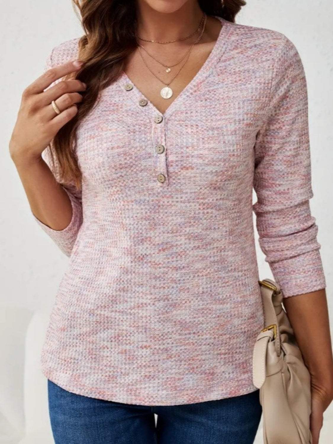 V-Neck Long Sleeve T-Shirt - Trendsi - Flyclothing LLC