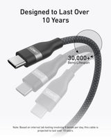 Anker USB-C to USB-C Cable (3 ft / 6 ft, 240W, Upcycled-Braided) - Anker - Flyclothing LLC