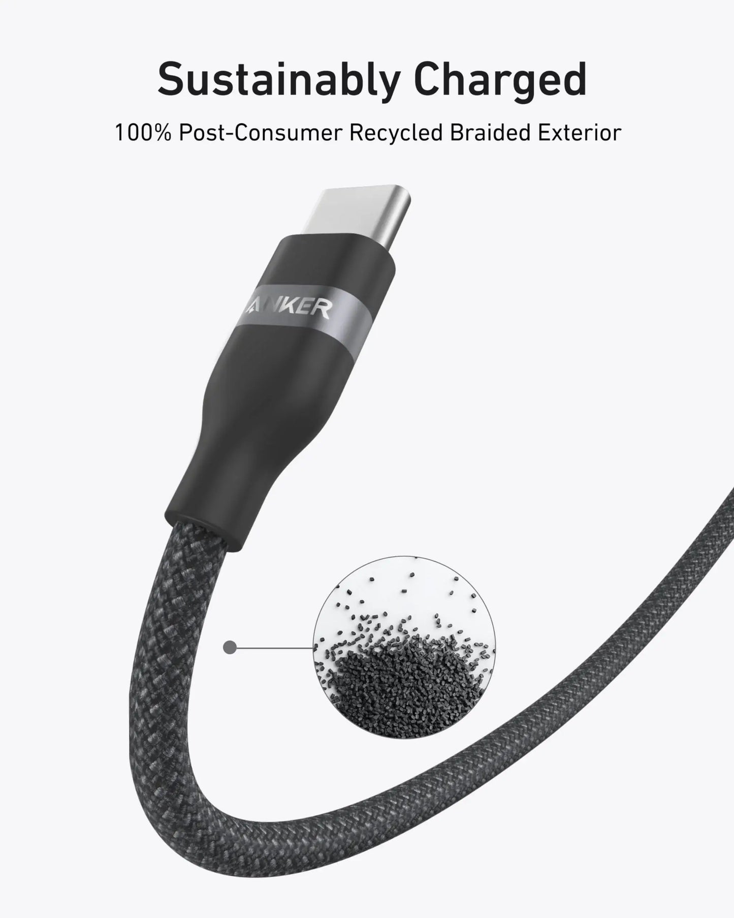 Anker USB-C to USB-C Cable (3 ft / 6 ft, 240W, Upcycled-Braided) - Anker - Flyclothing LLC